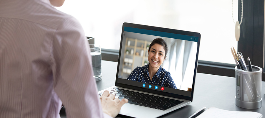 Video conference call between two colleagues